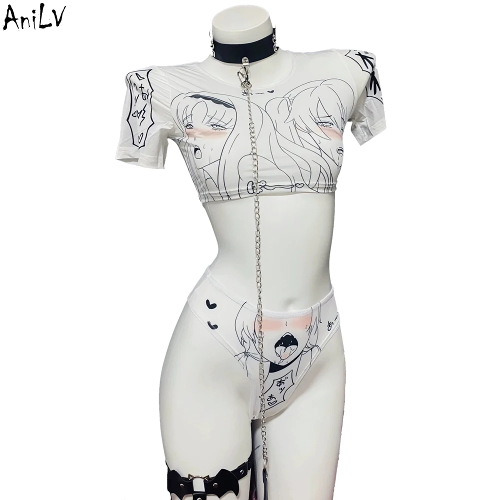 AniLV School Student Anime Caricature Temperament Uniform Clothes Women Sexy Cosplay Pajamas Underwear Outfit Erotic Costume