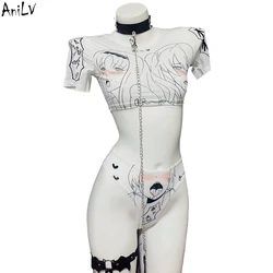 AniLV School Student Anime Caricature temperamento uniforme vestiti donna Sexy Cosplay pigiama intimo Outfit Costume erotico