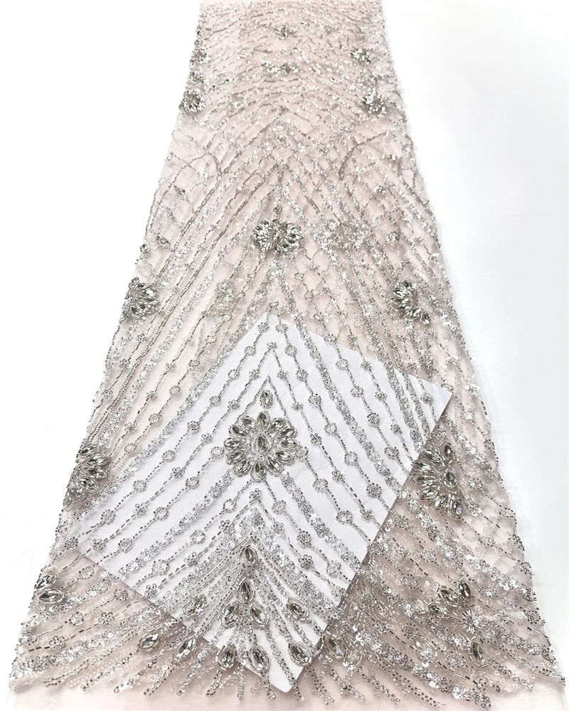 

Африканская французская сетчатая кружевная ткань с бусинами, роскошное нигерийское сетчатое кружево с блестками, свадебные платья для женщин, высокое качество