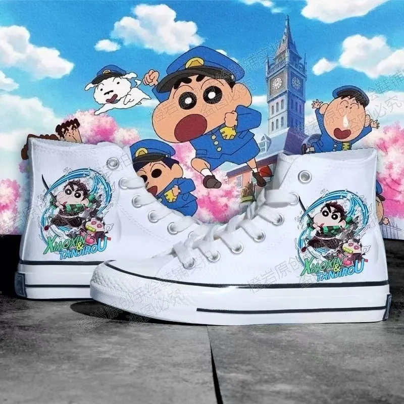 2025 spring Autumn new drop shipping Canvas Shoes Crayon Shin-chan plus size white man women Board Shoes For Boys And Girls