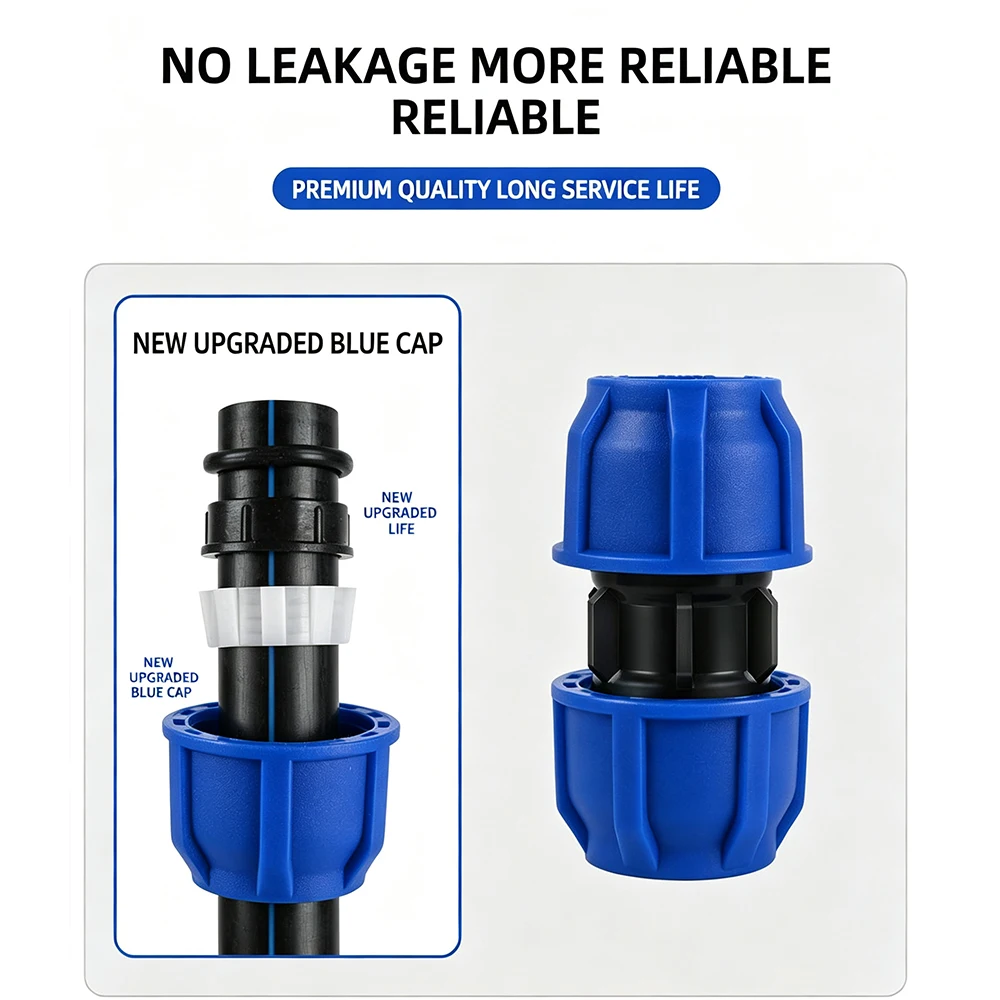 PE Compression Equal Tee 3‑Way T‑Shape Connector 20‑63mm HDPE Quick Fit Fitting for Garden Farm  Irrigation Plumbing System
