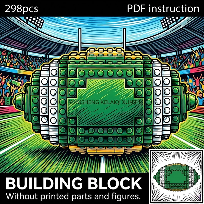 DIY Sports Match Game Ball Construction Set Rugby Athlete Fan Gift Building Bricks Toy