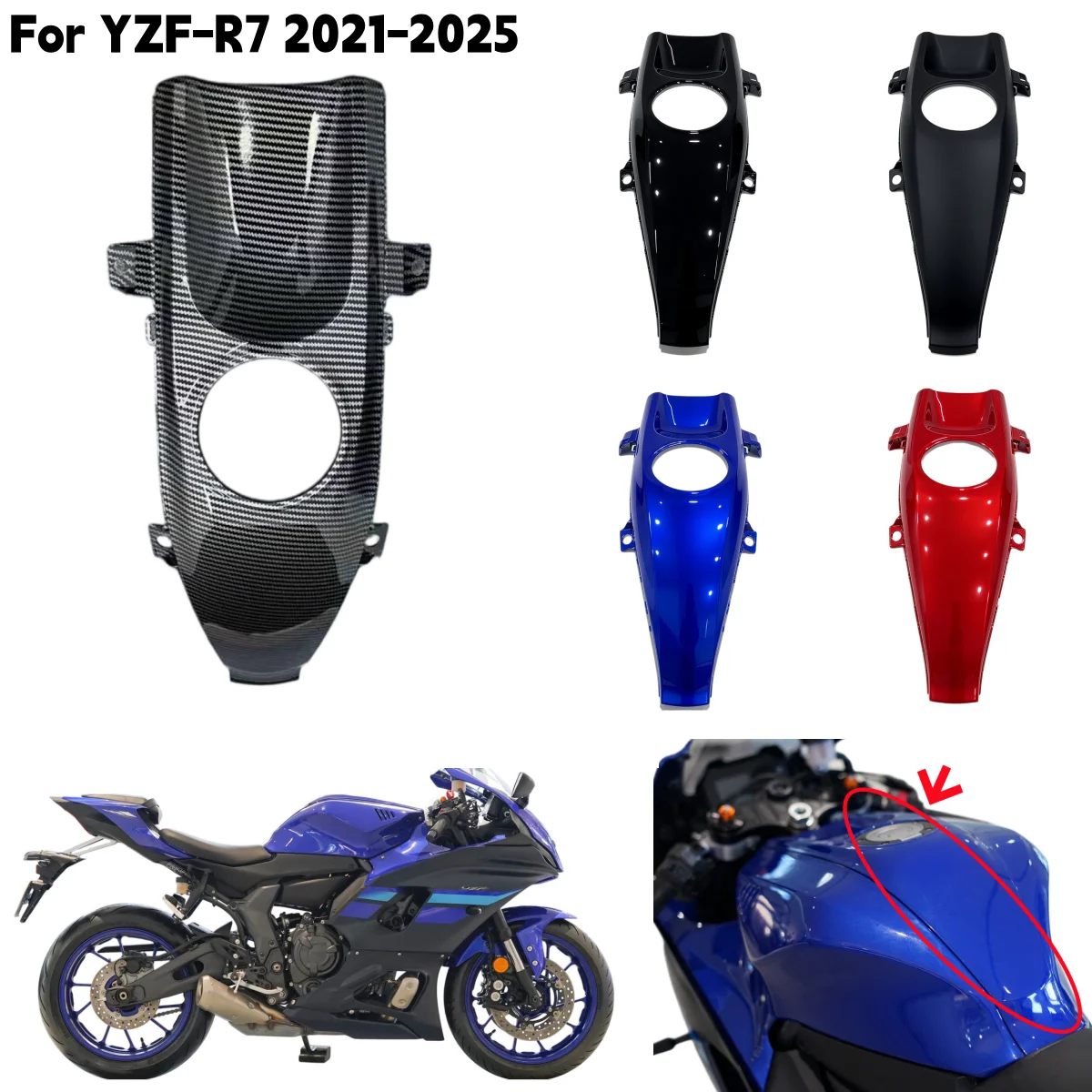 Motorcycle Fuel Tank Fairing Kit Fuel Gas Tank Mid Cover Guard Panel Accessories For Yamaha YZF-R7 2021 2022 2023 2024 2025