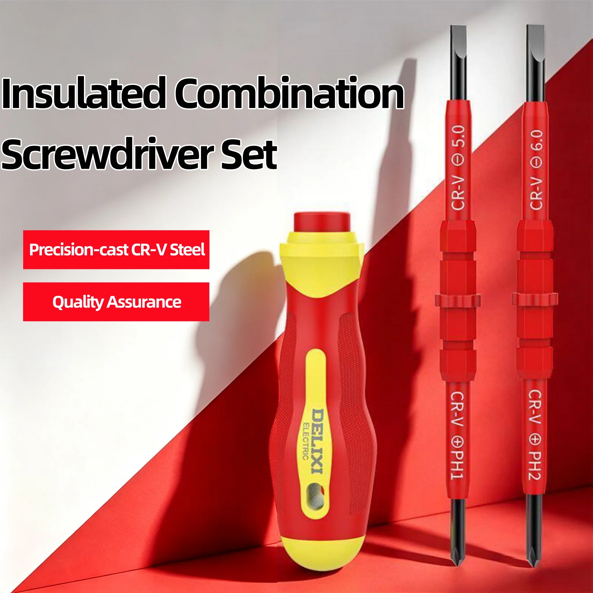 Electricians 3-in-1 Insulated Screwdriver Kit PH1/PH2 Interchangeable Magnetic Blades Multifunctional Repair Hand Tools
