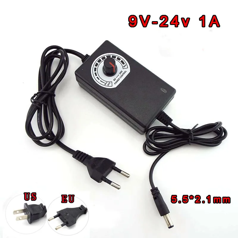 9-24V 1a Ac 100-240V Naar Dc Universele Adapter Verstelbare Voeding Transformator Elektrische Oplader Cctv Led Strip Licht 5.5*2.5Mm