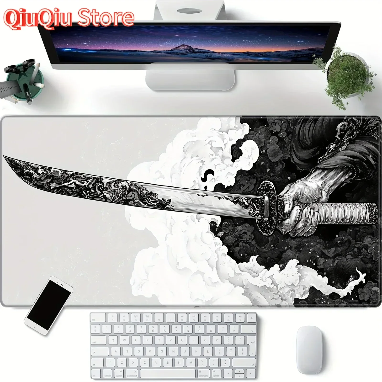 

Japanese Katana Mouse Pad XXL Large Computer Office Game Table Mats New Rubber Anti-slip Gaming Keyboard Mousepad Long Desk Pads