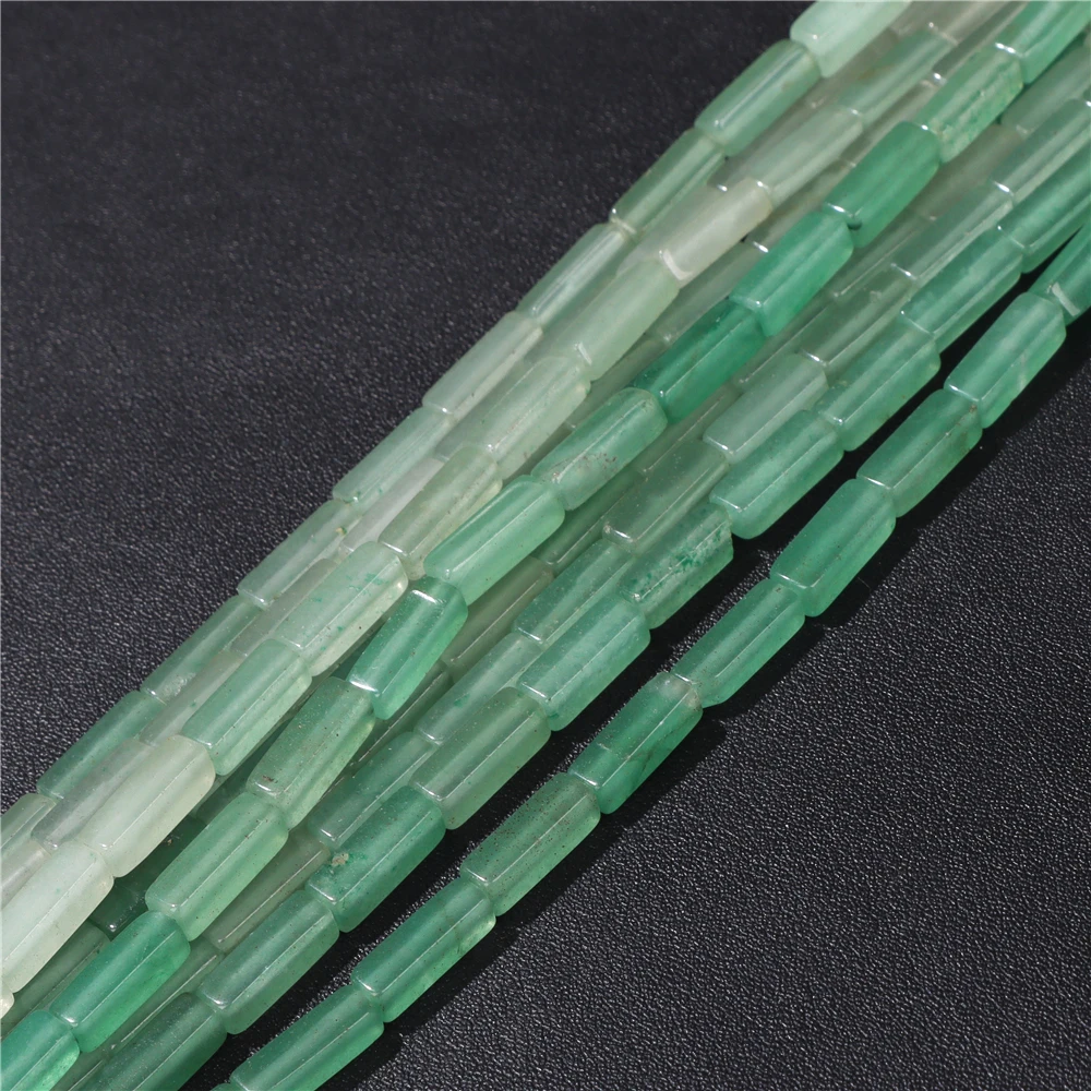 4x13mm Natural Tube Cube Stone Beads Rectangle Green Aventurine Beads For Women Jewelry Making DIY Bracelet Earrings Accessori