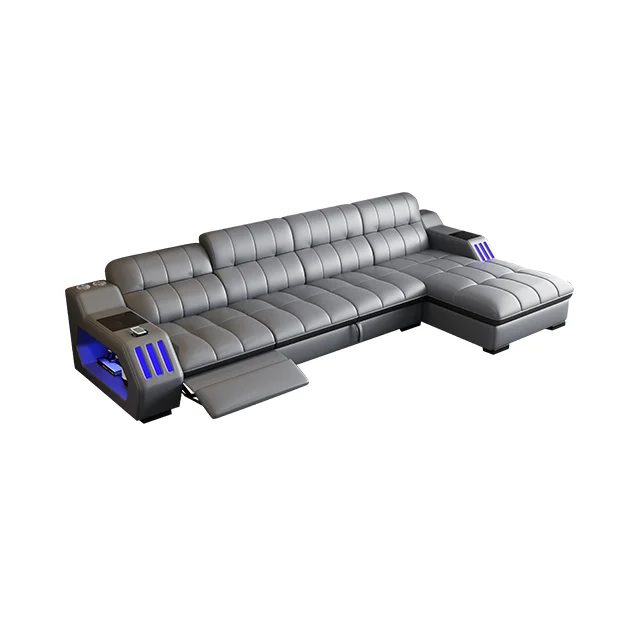 

#Hot Sales Led Light Smart Multifunctional Massage Leather Sofa Luxury Sound Projectors Storage Recliner Sofa Bed Sponge Hotel