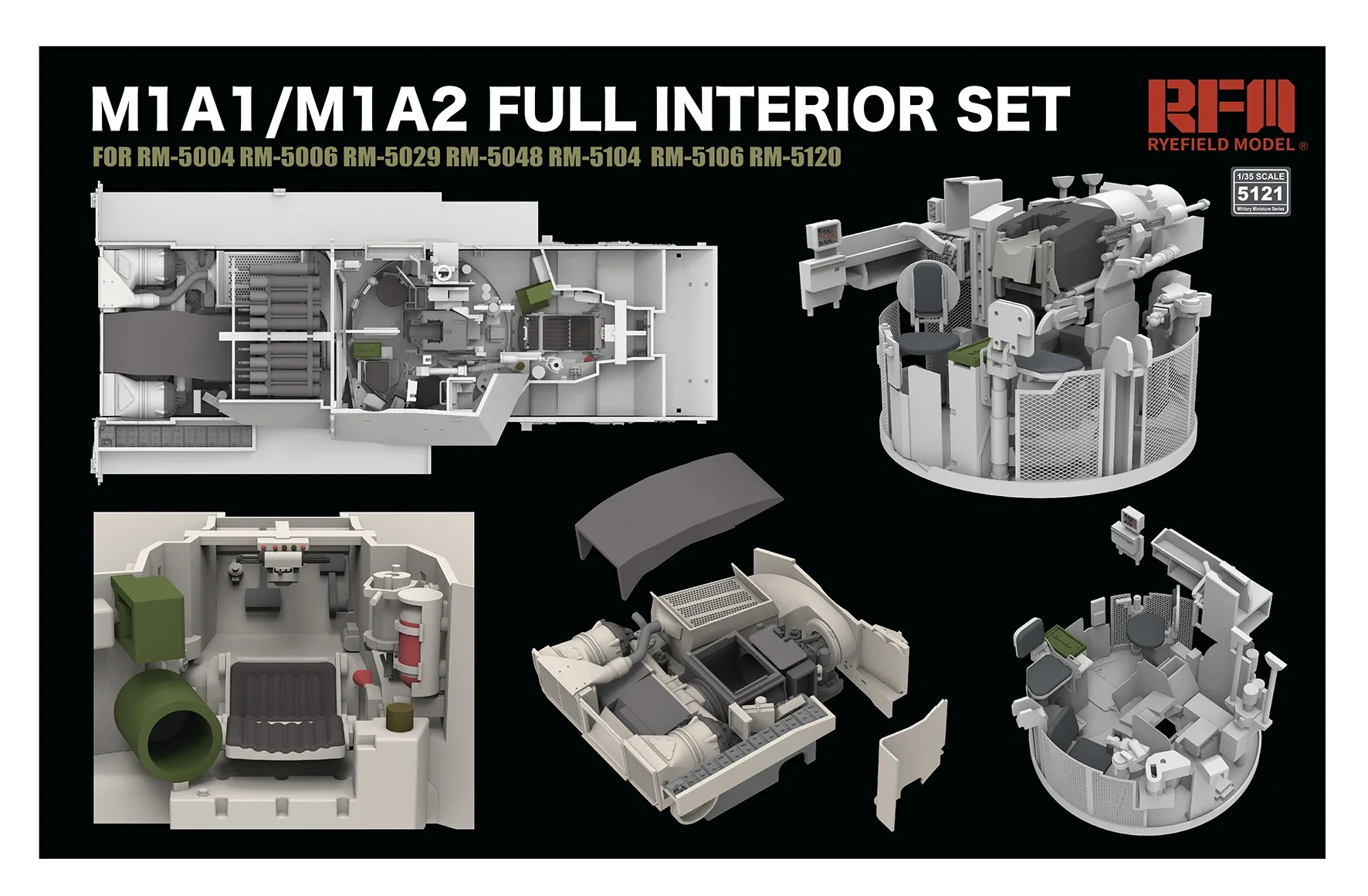 Ryefield model kit RM-5121 ﻿ M1A1/M1A2 Full Interior Set 1/35