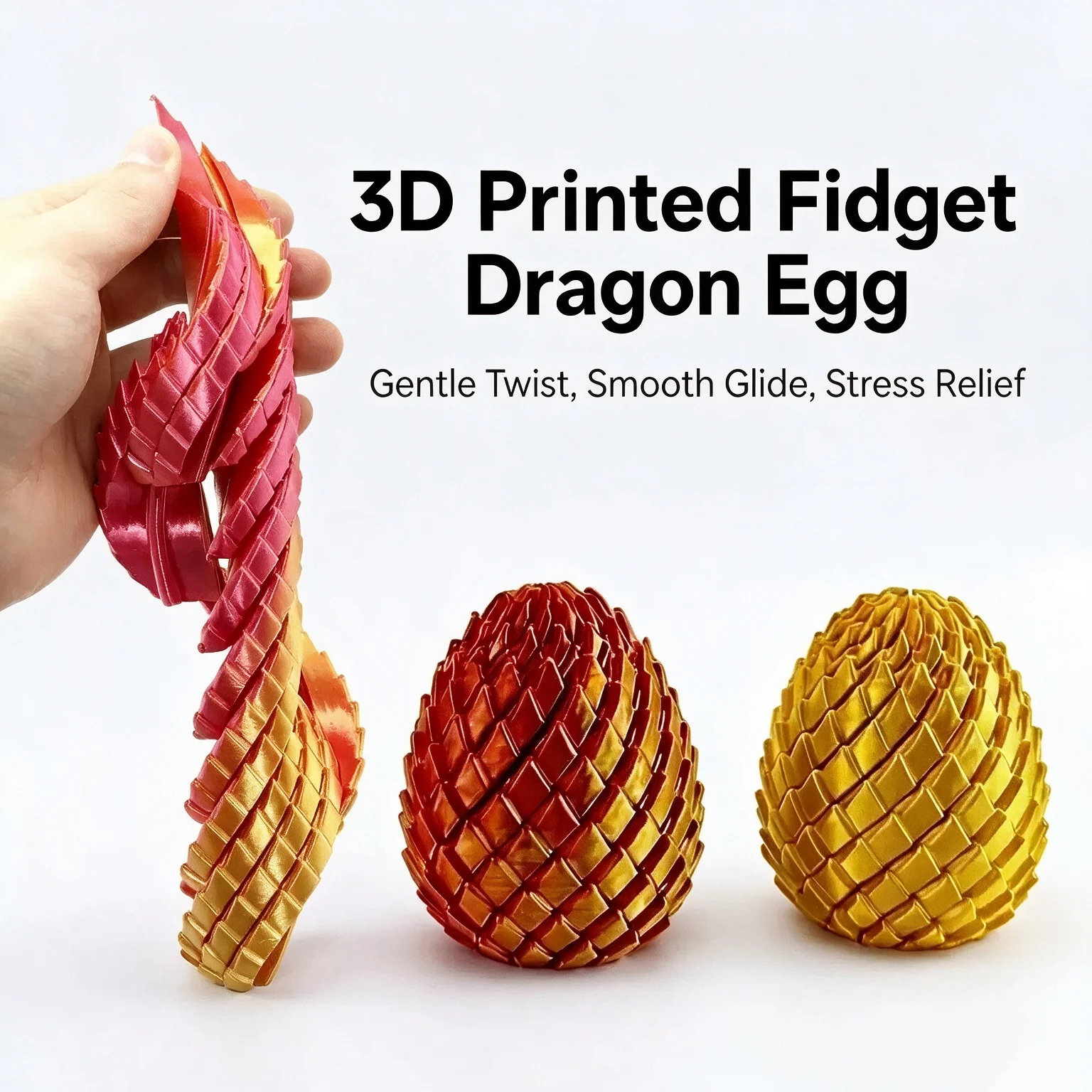 NEW 3D Printed Spiral Fidget Dragon Egg Mini Anti Stress Toy Expandable Sensory Stress Relief Decompression Toy Desktop Decor