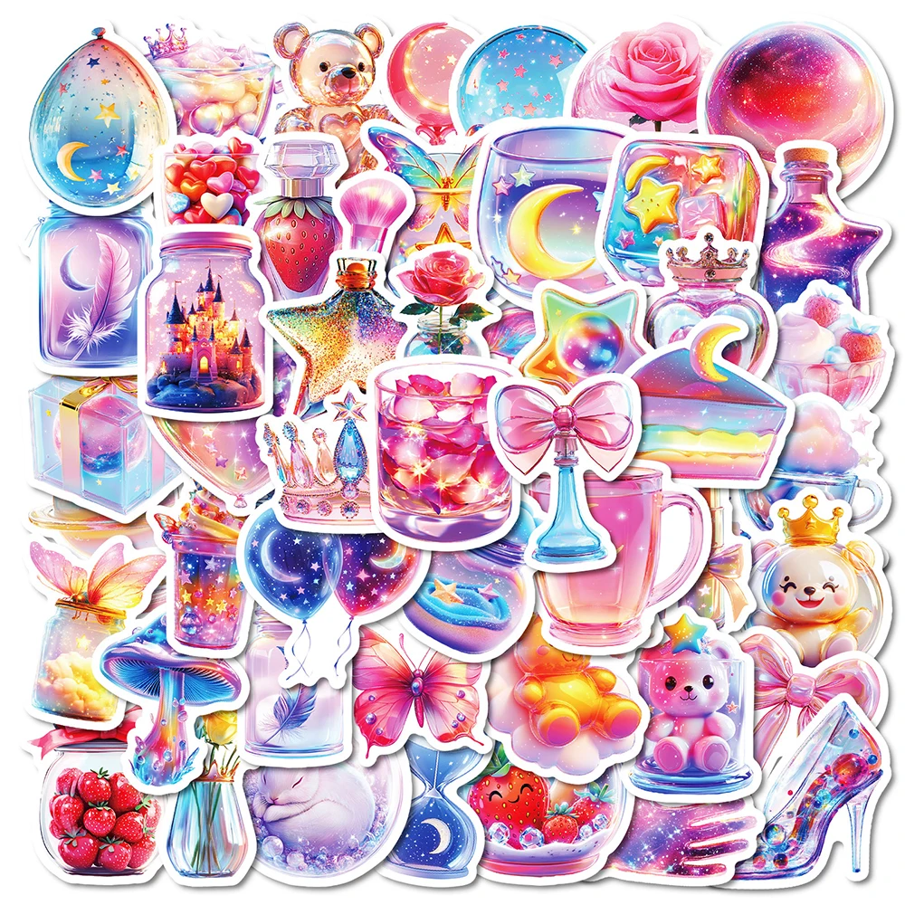 10/30/50pcs Cute INS Style Crystal Aesthetic Stickers Colorful Cartoon Decals DIY Laptop Phone Notebook Decoration Sticker Toy