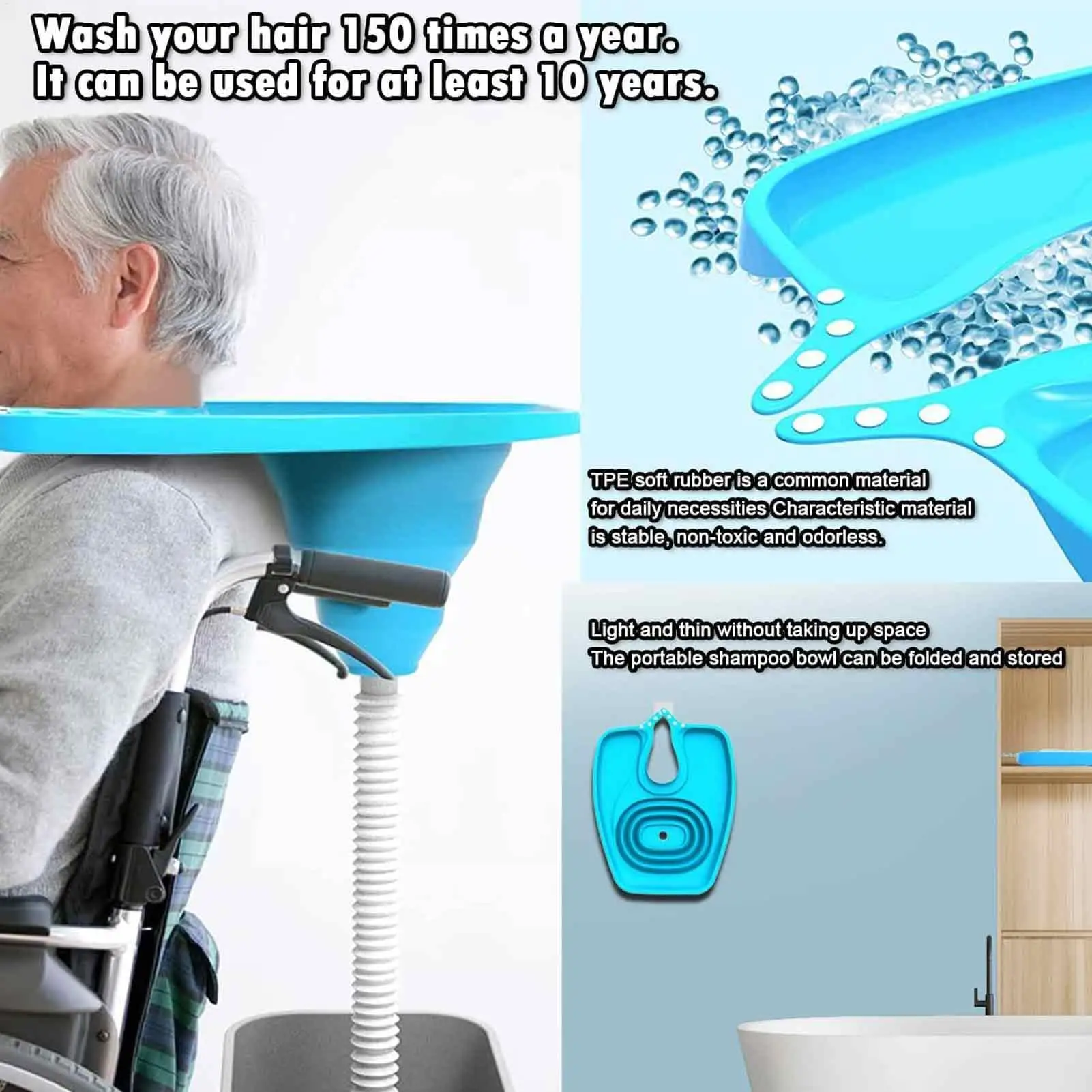 Portable Shampoo Bowl Vertical Shampooing Sink Tub with Drain Hose for Women Home Salon Hair Wash Supplies for Disabled Pregnant