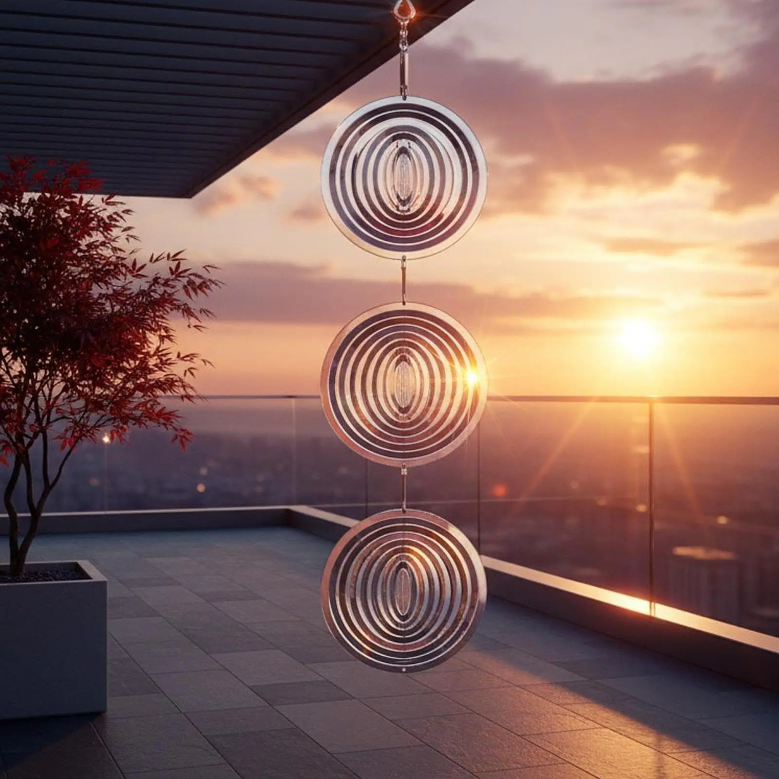 Stainless Steel 3D Rotating Bird Repellent Rods Windmill Spinner Ornament for Outdoor Garden Protection
