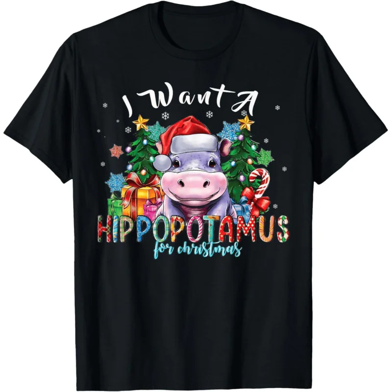 I want a hippootamus for Christmas baby hippo Moo Deng Xmas T-shirt