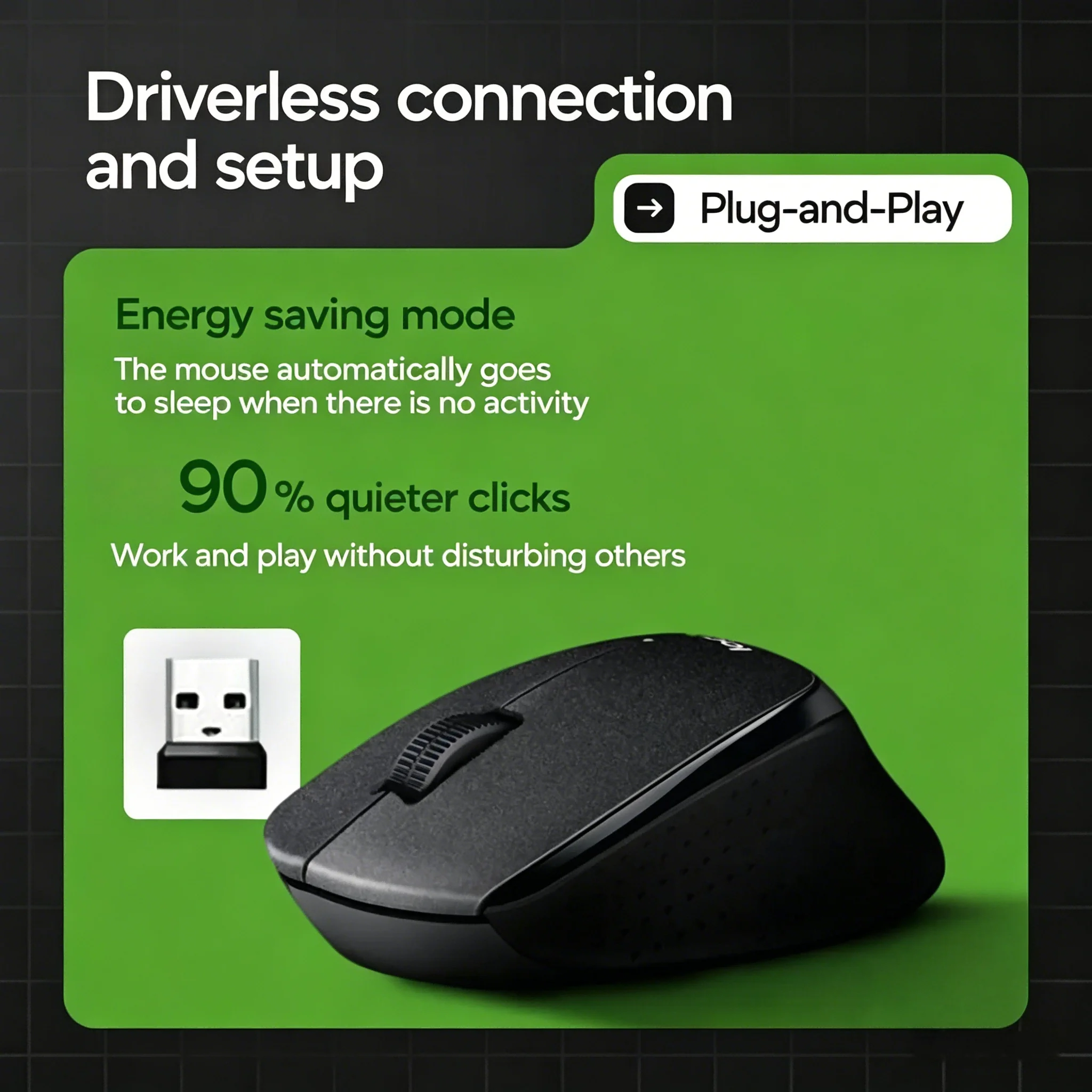 Беспроводная мышь Logitech M330, 1000 DPI, USB-приемник, эргономичный дизайн для ПК, Mac, ноутбуков, офисного использования — удобная рукоятка для обеих рук