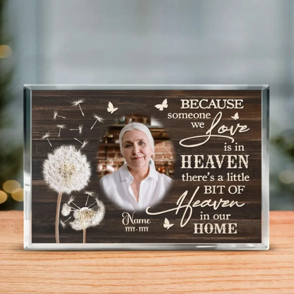 Customizable Square Acrylic Memorial Plaque, Personalized Upload Photo, Heartfelt Sympathy Remembrance Desktop Keepsake Gift