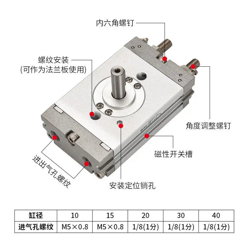SMC table rotating small cylinder CRQ2BS/CDRQ2BS10/15/20/30/40-90C/180 degrees/360