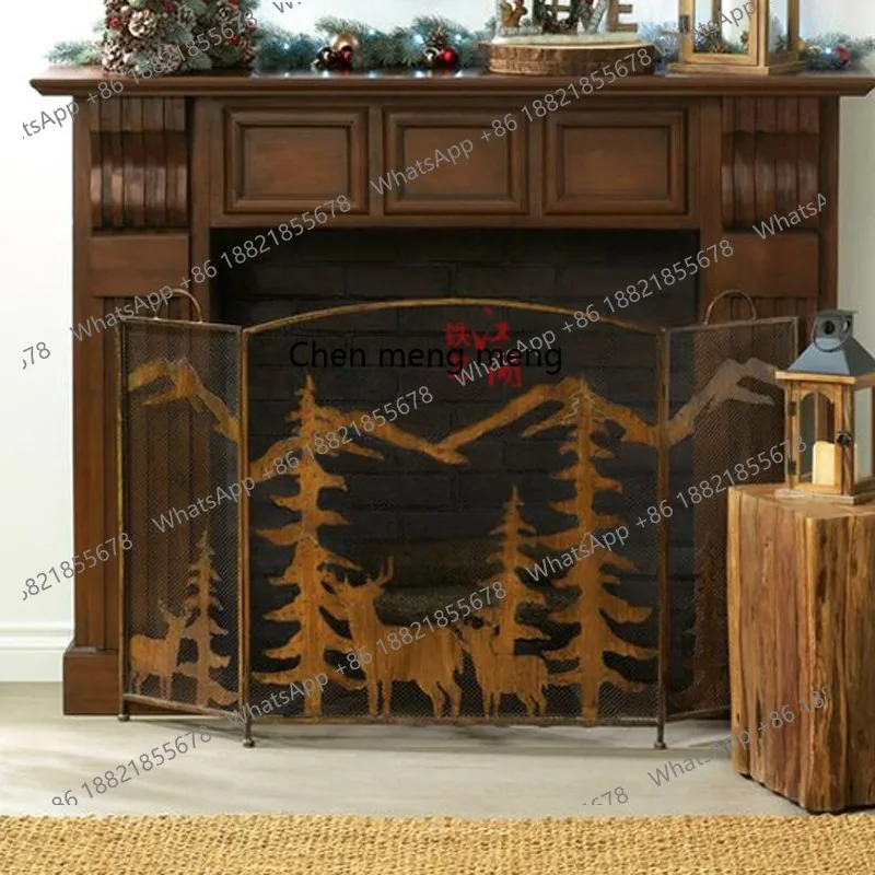 American old fireplace screen elk Christmas tree new product with net anti-charcoal ash partition