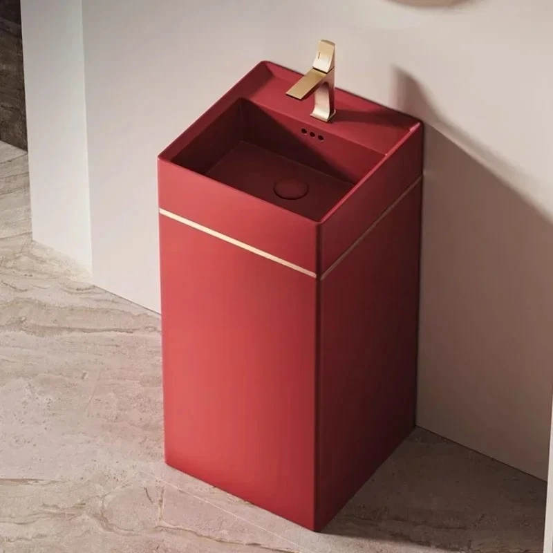 Hot sales Toilet Color light luxury bathroom Balcony Hotel wash basin Ceramic wash table Integrated washbasin