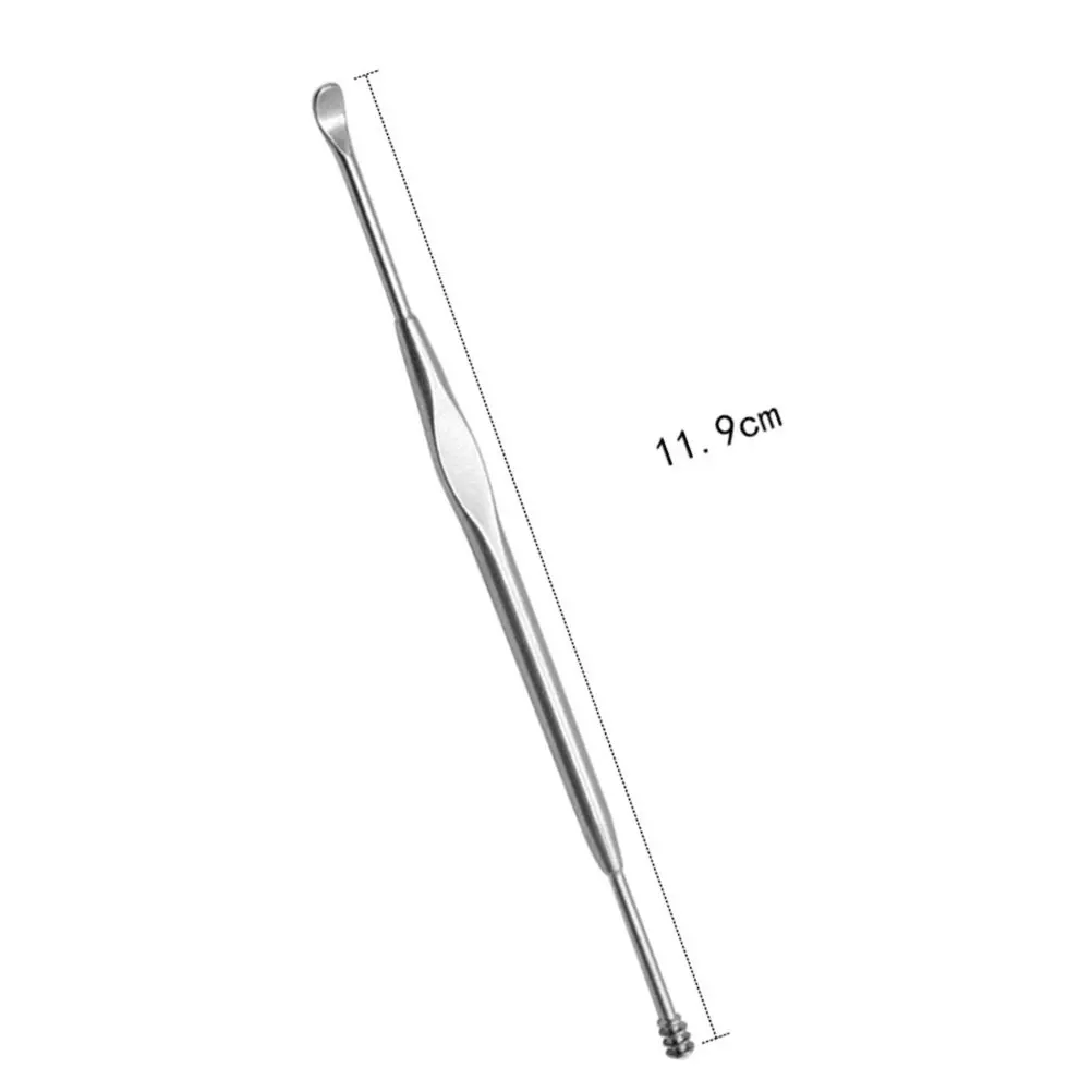 2Pcs Double-End Stainless Steel Ear Spoon with Skid-Resistant Handle Spiral Ear Wax Remover for Comfortable Easy Sterilization