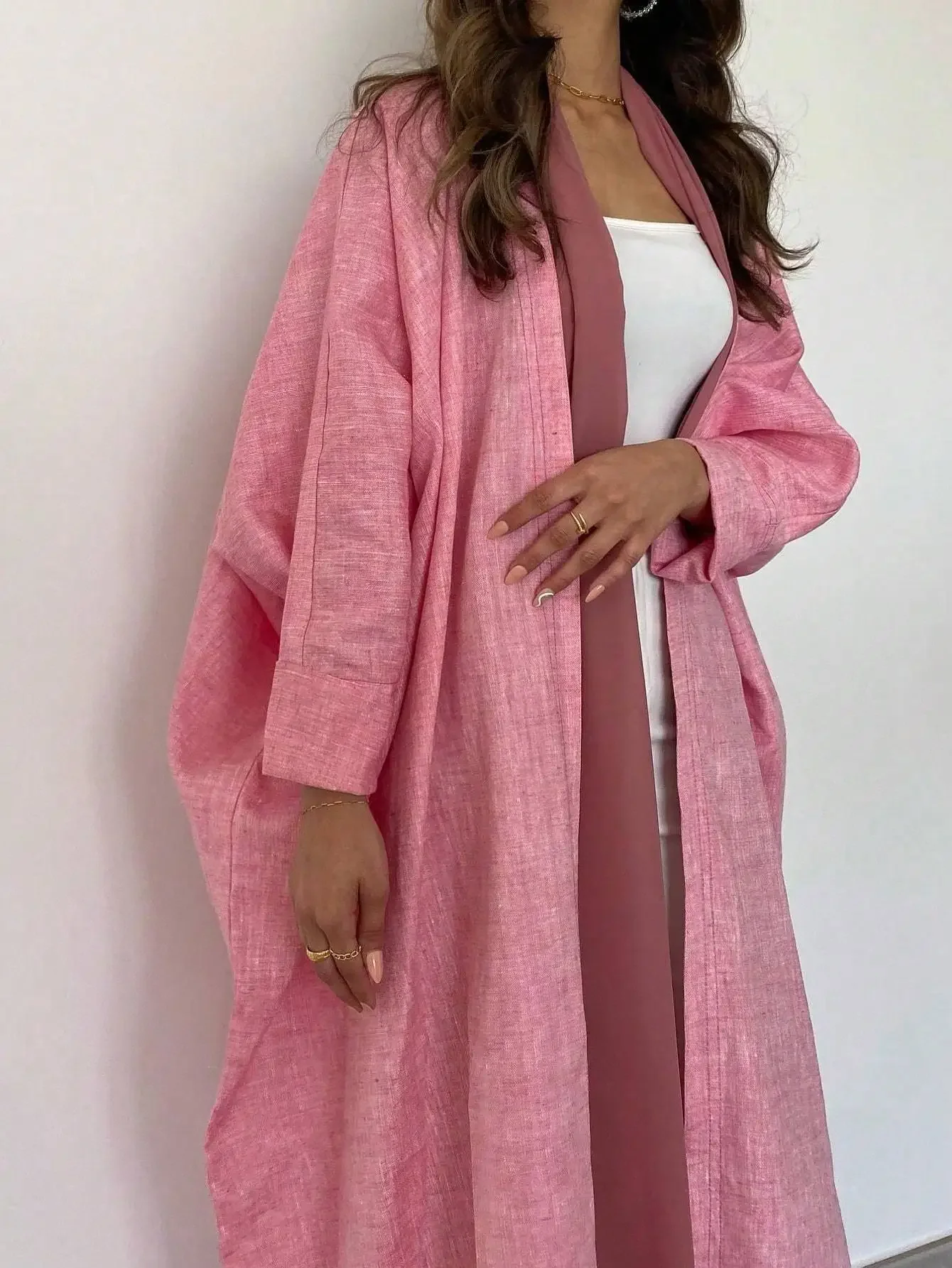 Open Front Abaya Muslim Women Casual Kaftans Maxi Dresses Jilbabs Middle-East Ethnic Clothing Full Sleeve Solid Loose Abayas