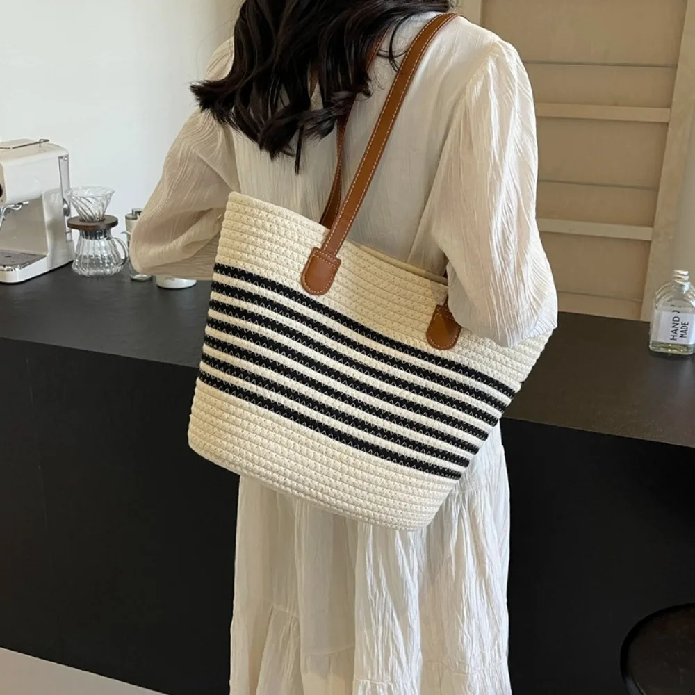 

Summer Straw Bag For Women Large Capacity Wicker Rattan Shoulder Bags Female Seaside Woven Beach Vacation Tote Bags