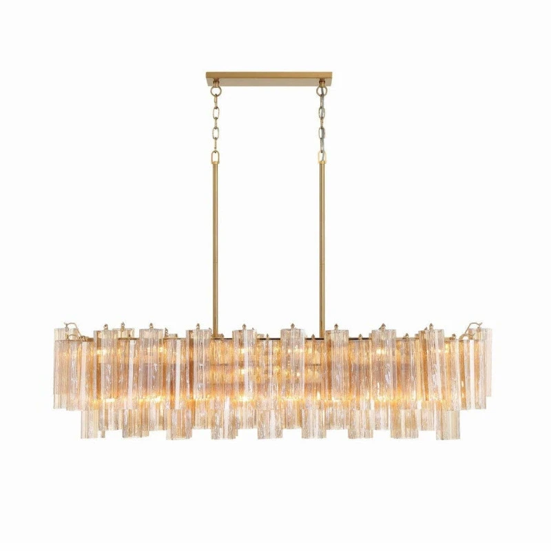 Large Murano Glass Chandelier Gold Silver Colored Glass Tube Design Pendant Lighting for Dining Room Foyer Kitchen Island Light