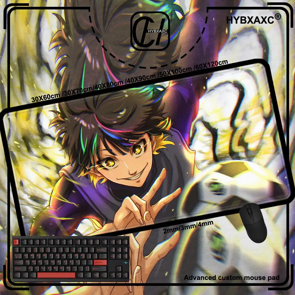 Mouse Pad Rubber PC Gamer Cabinet Mousepad Laptop Anime Bachira Meguru Extended Desk Mat Large Blue Lock Football Keyboard Rug