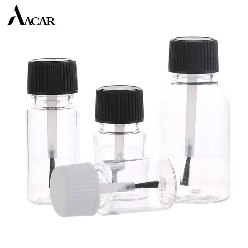 5/10/15/20/30ml Plastic Nail Polish Bottles Liquid Empty Bottle With Brush Cap DIY Craft Clear Refillable Leakproof Storage Jars