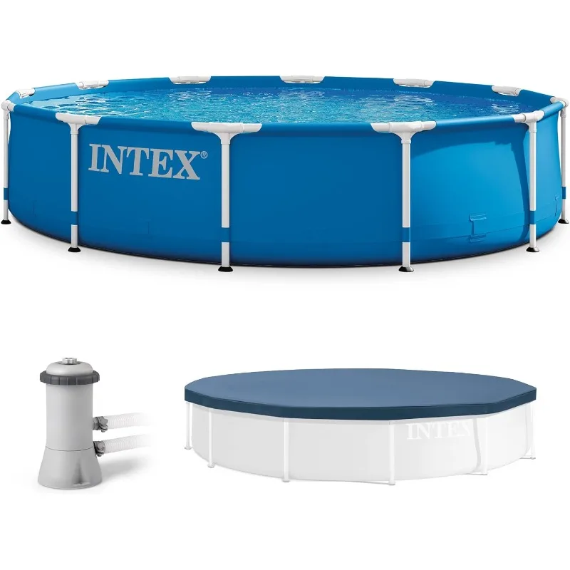 

Круглый металлический каркас 12 футов x 30 дюймов, открытый надземный бассейн на 6 человек с насосом с фильтром GFCI и ковшом для бассейна