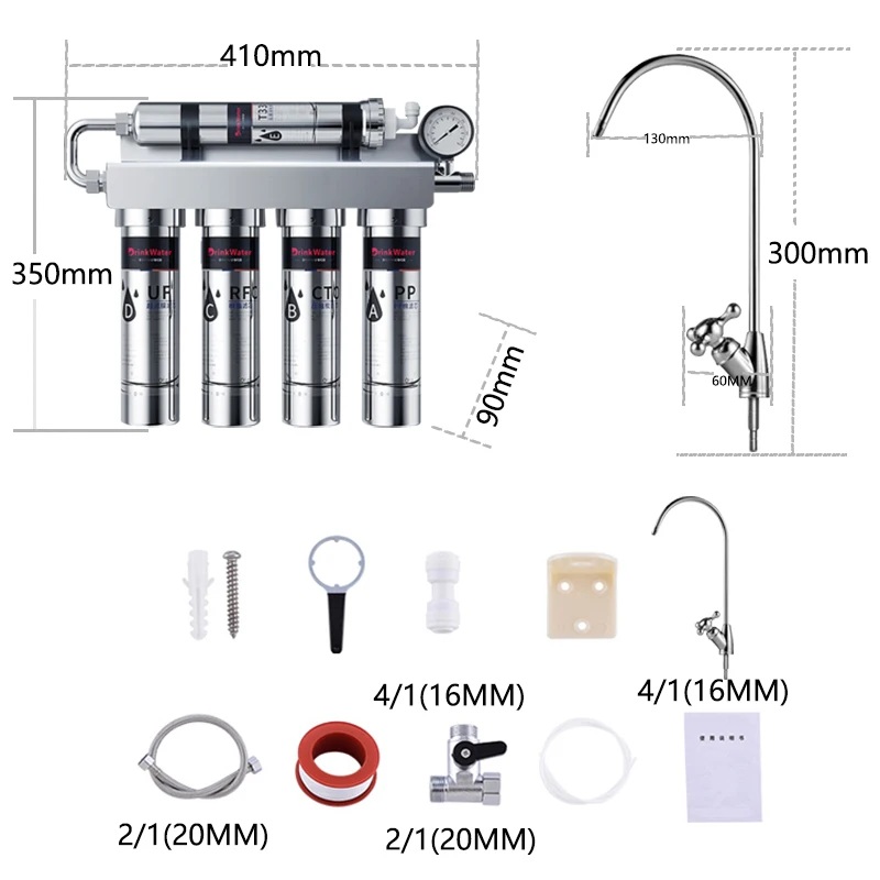 Water Filtration Tap Water Filter Purifier Stainless Steel Filter Water Purifier Direct Drinking Whole House Purification