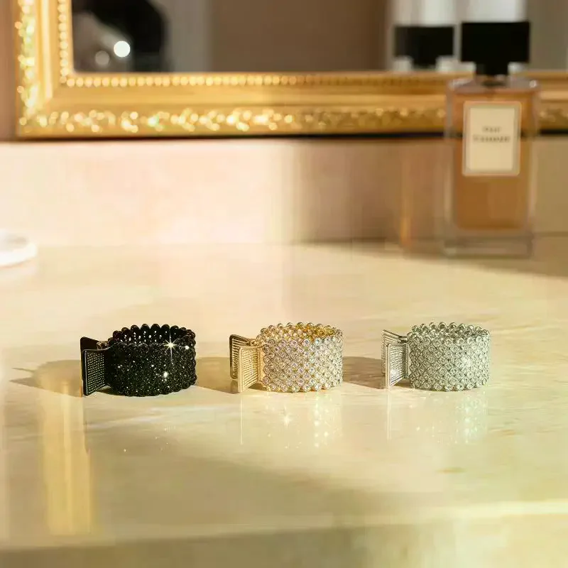 1Pcs Non Slip Ponytail Holders Elegant Sparkling Rhinestone Decorative Hair Grab Clips Trendy Hair Styling Accessories For Women