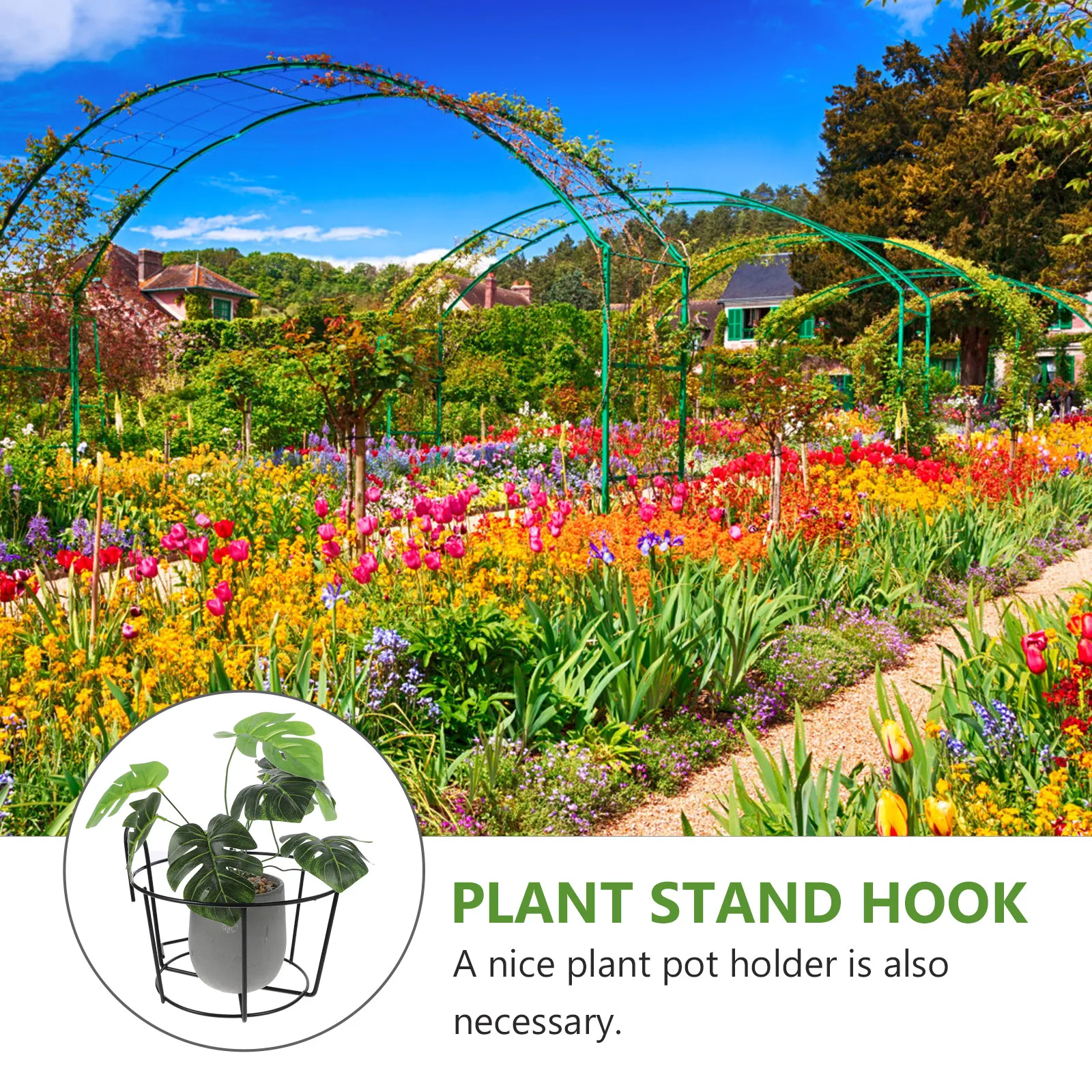 2Pcs Hanging Flower Pot Holder Metal Plant Stand for Balcony Railing Deck Outdoor Indoor Bonsai Shelf Hook Mount Flowerpot