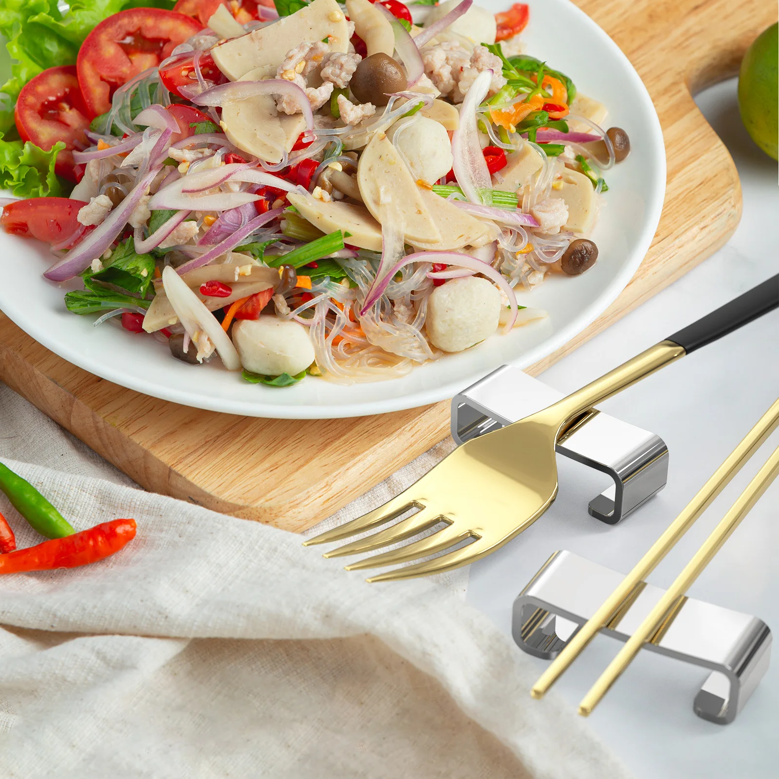 

3 Pcs Stainless Steel Cutlery Rack Spoon Chopsticks Stand Silverware Dinning Kitchen ganizer Flatware Holder Metal Table