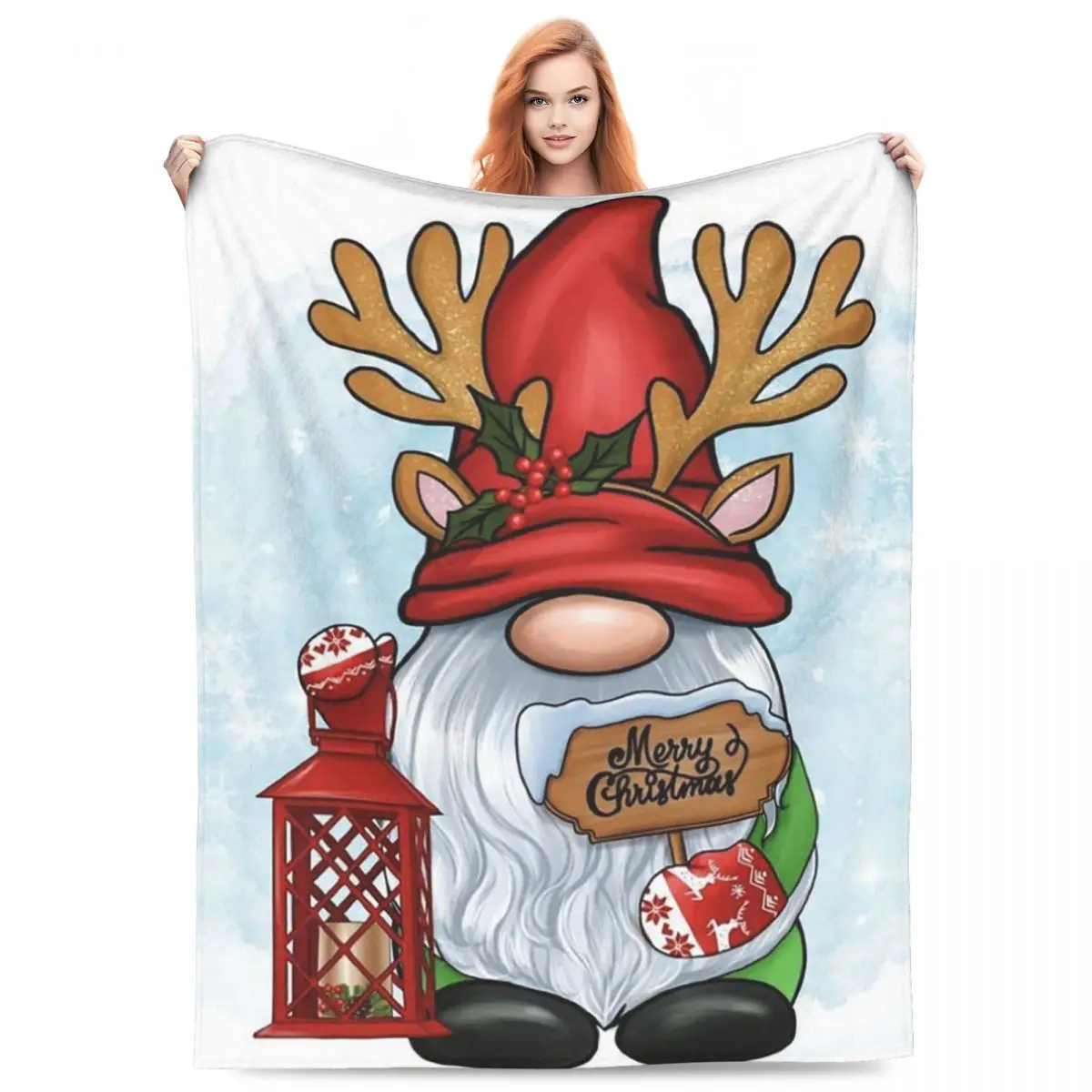 

Christmas Gnome Blankets Flannel Sofa Throw Blanket Lightweight Throw Blankets for Couch Bedding Travel Throws Bedspread Quilt