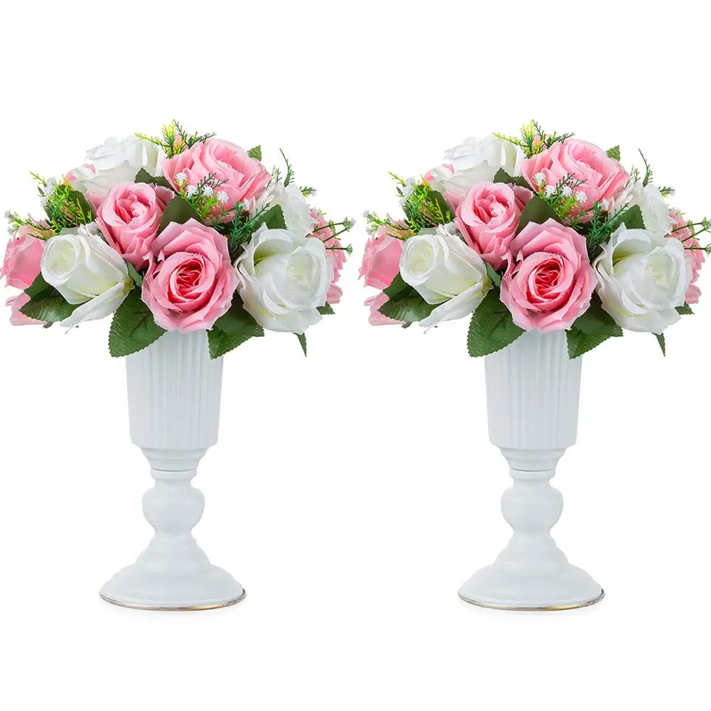 

Metal Trumpet Vase Candle Holders Vase Artificial Flower Table Centerpieces Decor Candlestick Road Lead Candelabra Wedding Decor