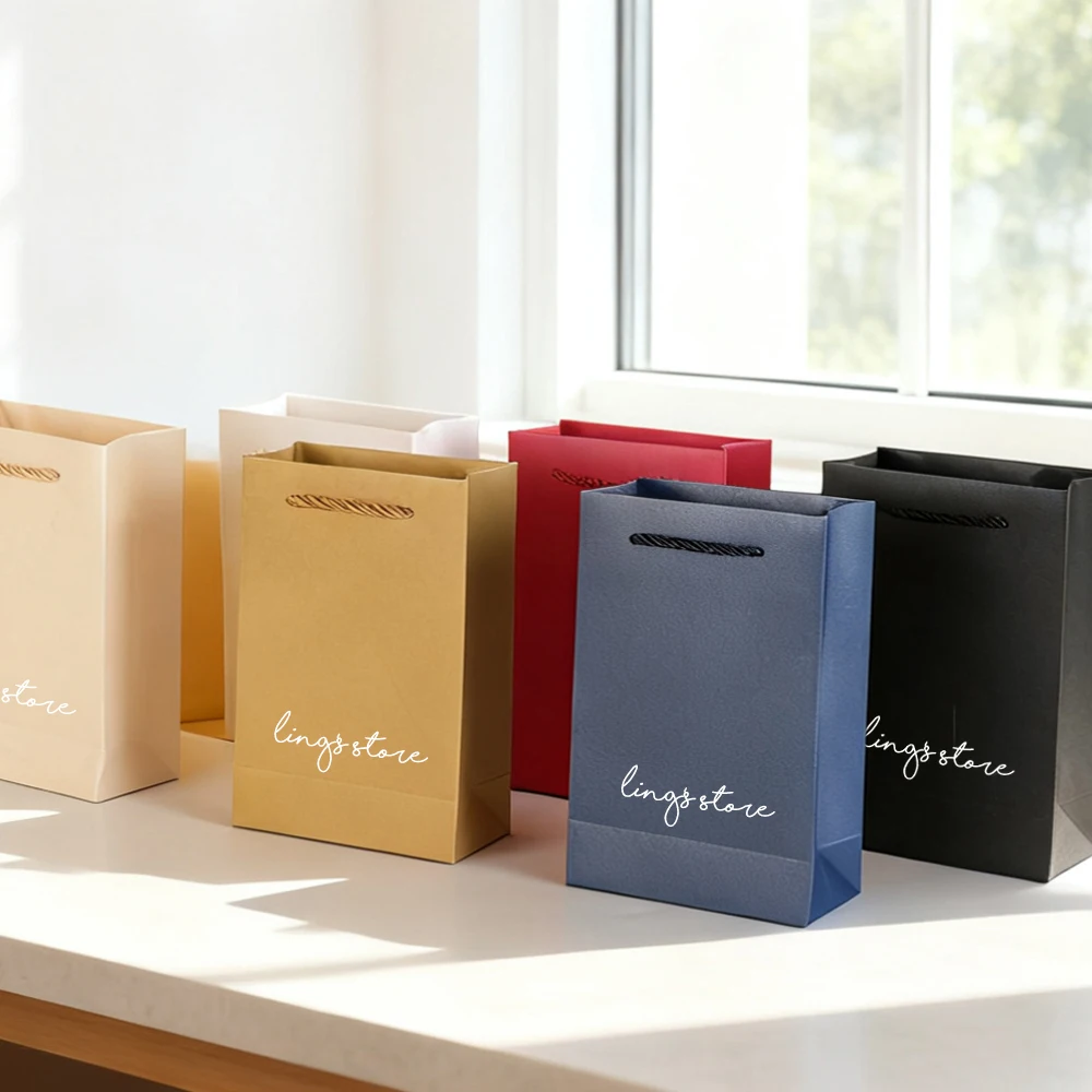 

20Pcs 10x5x10cm 11x6x12cm 13x7x16cm Custom Logo Jewelry Paper Tote Bag Small Wedding Favors Shopping Gift Handbag Cosmetic Pouch