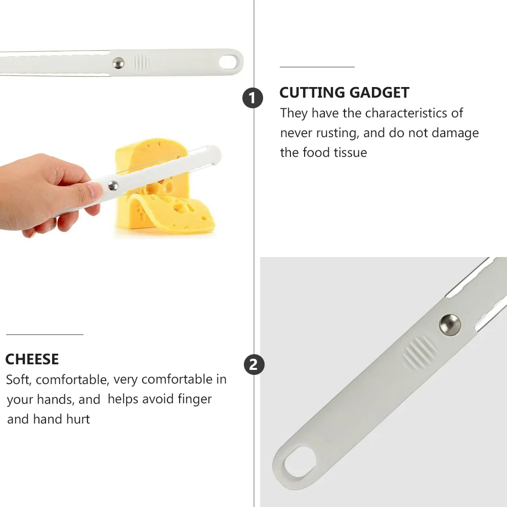2Pcs Plastic Cheese Cutter Non Rust Soft Comfortable Handle Butter Slicer Kitchen Gadget Cheese Slicer