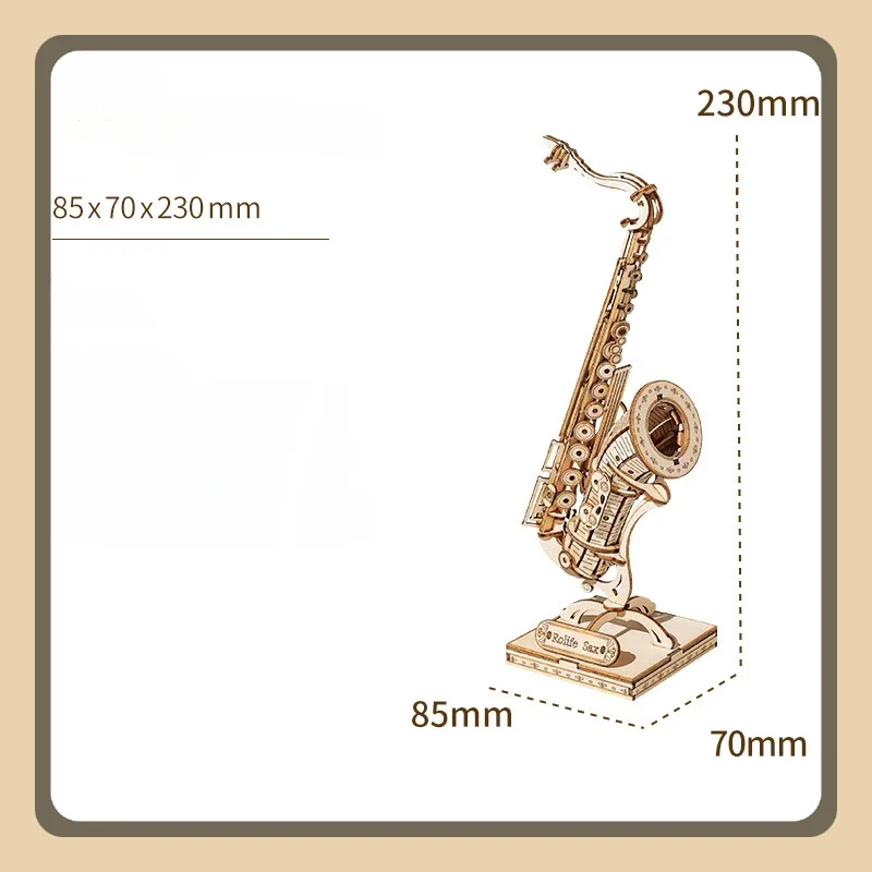 3D Three-dimensional Puzzle Wooden Musical Instrument Model Stress Reduction DIY Handmade Assembled Birthday Gift Toys