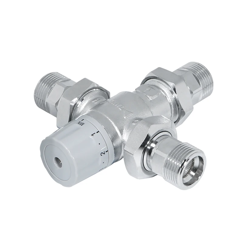 Magnetventil Wholesale Brass Three Way Male Solenoid Operated Water Thermostatic Mixing Valve Control Plated Chrome Finish OEM Available Wasser und Dampf — Detail 3
