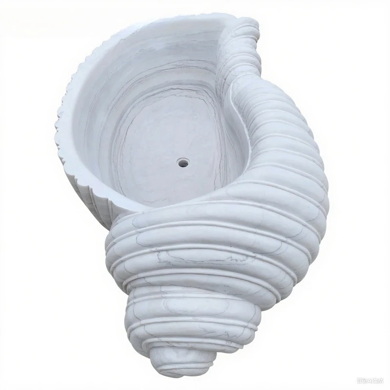 

Custom hand-carved marble natural stone freestanding conch-shaped bathtub shell spa bathtub bathroom decoration