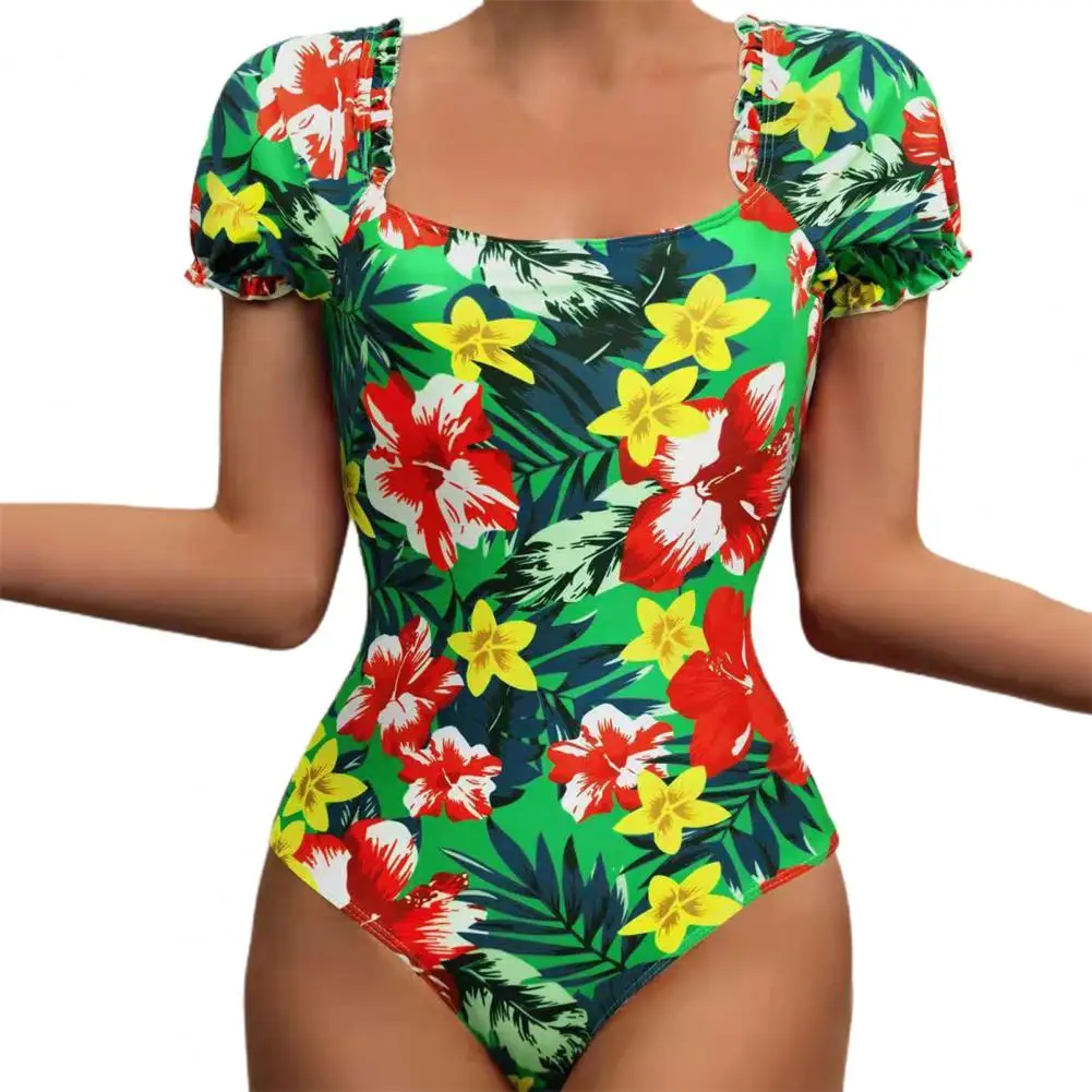 Wear Resistant Good Elasticity Women Short Sleeve One-piece Swimsuit For Swimming Pool