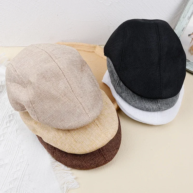 Men Spring and Summer Berets British Style Beret Hat Retro England Hats Male Fashion Hats Peaked Painter Caps for Dad