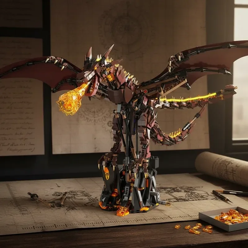 ตัวต่อบล็อกมังกรไฟ FUNXINEE 1439 ชิ้น แบบเชื่อมต่อได้ ของตกแต่งสัตว์ในตำนาน ของขวัญสร้างสรรค์