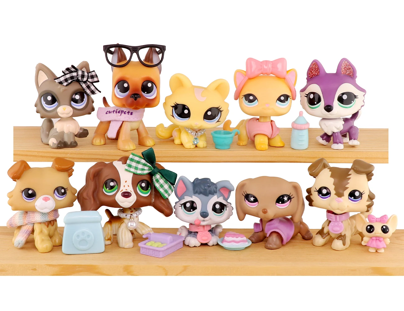 10pcs Lot Toys Rare Pet Shop Short Hair Cat Animal Figures With Accessories Kids Gift Animal Toys