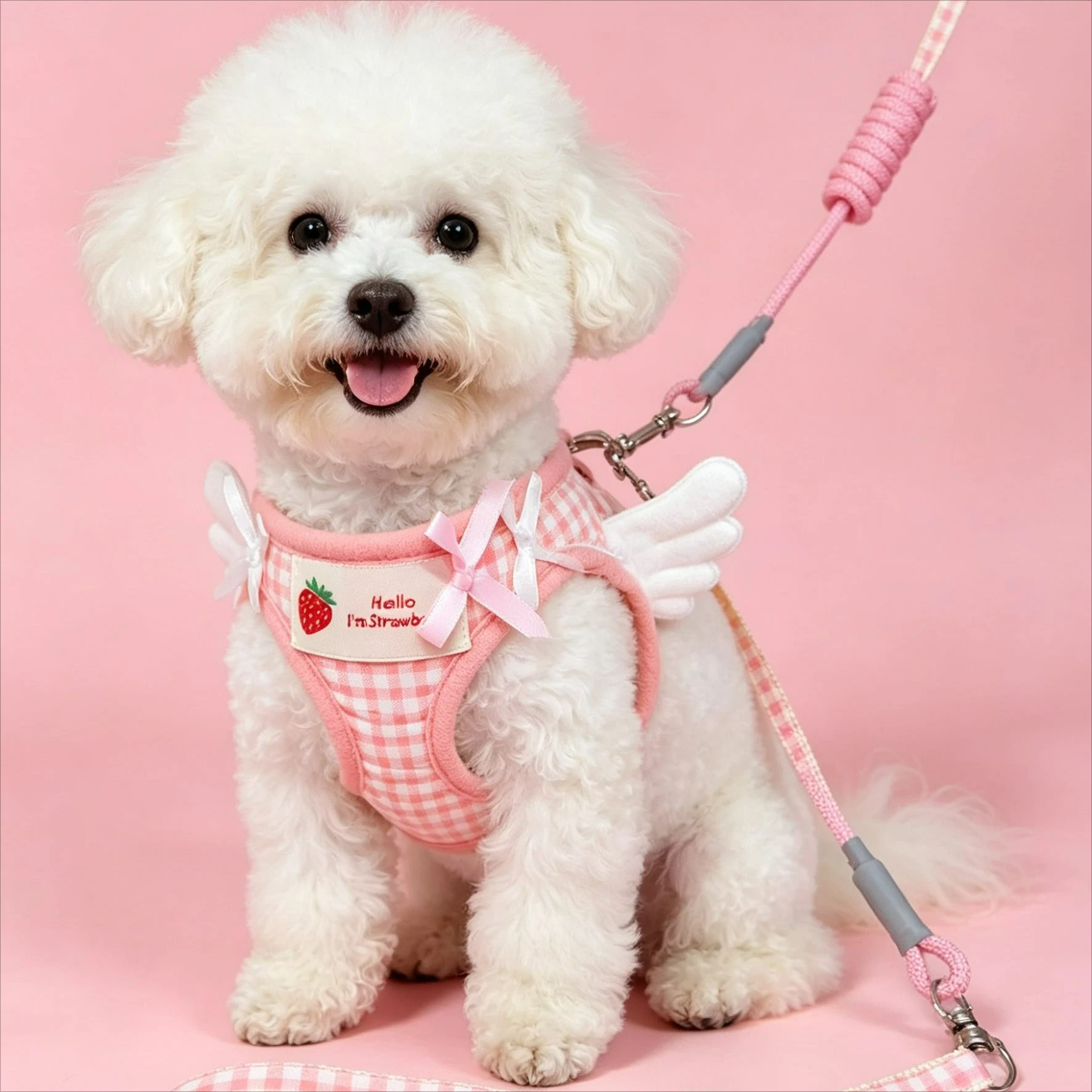 Pet Products Cute Little Angel Wings Pet Dogs Harness Collar Pet Chest Back Small Dogs Cats Strap Walking Harness Dog Collar Set