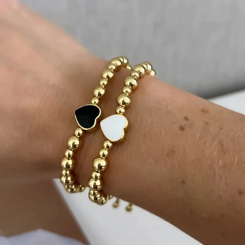 Rice bead bracelet Heart Gold Hand weaving Mode Bohemia Elasticity Creativity Female Fashion Simple Beaded bracelet