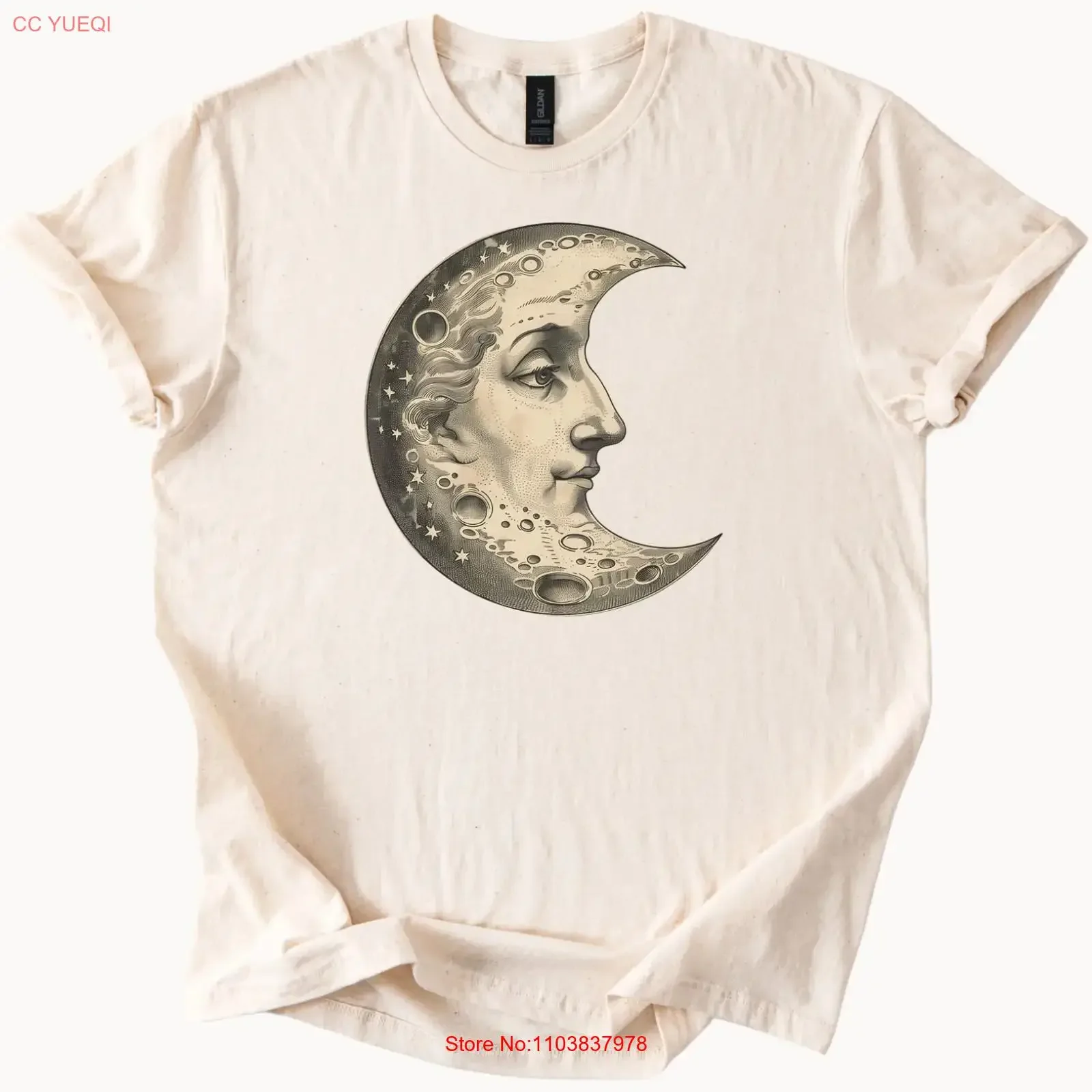 Camiseta con diseño de cráter lunar, arte celestial, ciencia, astronomía, estilo vintage, lavada, elegante, gráfico, unisex, versátil