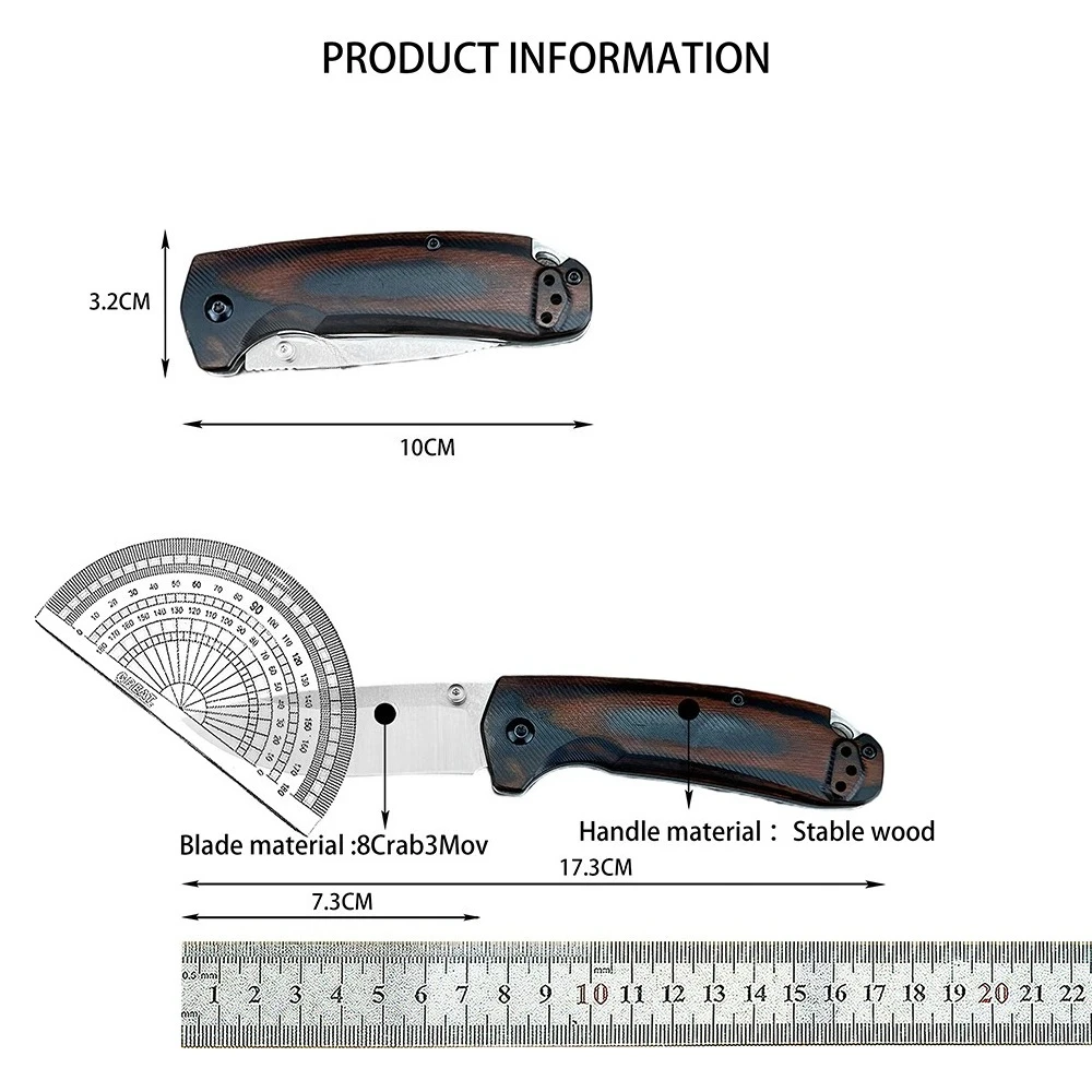 مقبض خشبي للدفاع عن النفس سكين شفرة قابل للطي استكشاف الغابة جيب الصيد كل يوم حمل سكينة محمولة حادة #2