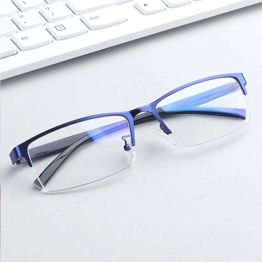 Transparent Anti Blu-ray Glasses Alloy HD Half-frame Business Myopia Glasses Waterproof Plastic Men Reading Eyewear Watch Movie